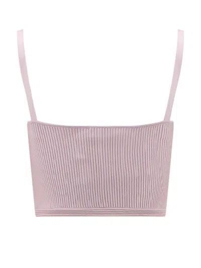 Alexander Mcqueen Rib-knit Bustier Sleeveless Top In Purple