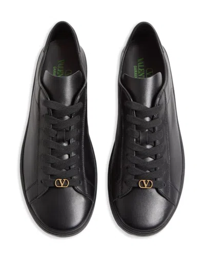 Valentino Royco Nappa Leather Sneakers In Black