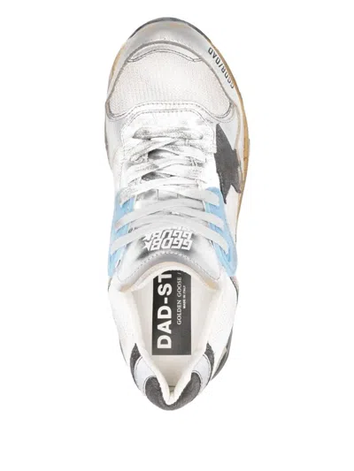 Golden Goose Dad-star Sneakers In Mesh And Laminated Leather Color Grey And Blackrunning In Multi