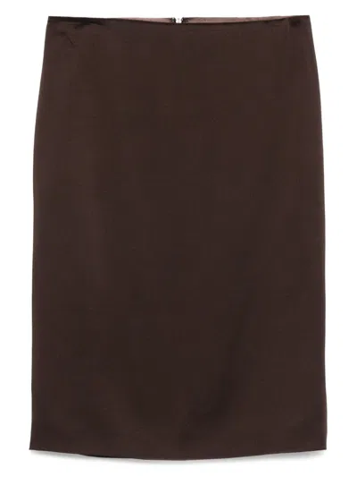 Tom Ford Crepe Envers Satin Midi Pencil Skirt In Brown
