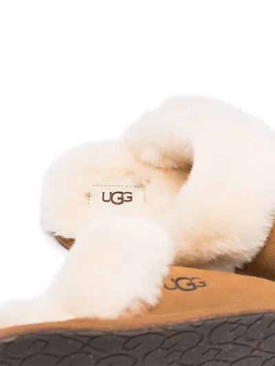 Ugg Shearling-trim Slippers - Women's - Sheepskin/suede/rubber In Brown