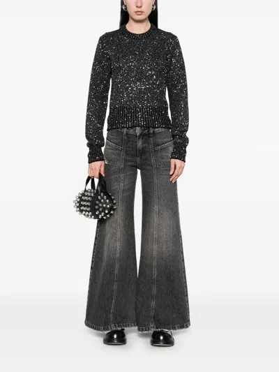 Golden Goose Cropped Knit Top With Sparkling Texture In Gray