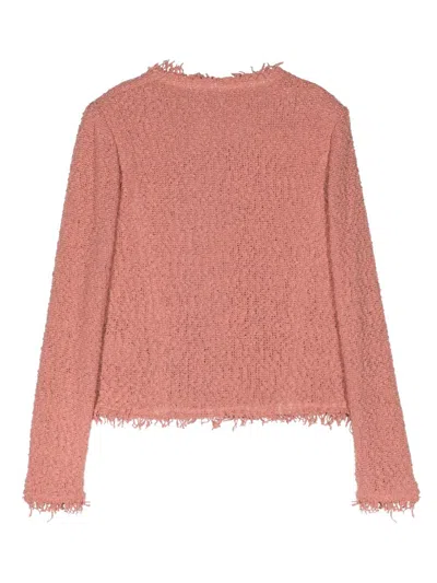 Iro Open-front Jacket With Fringed Edges In Brown