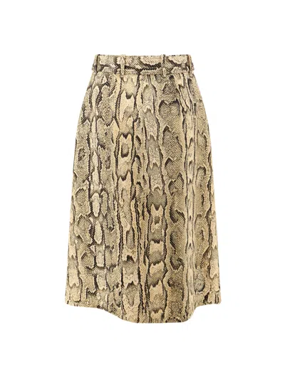 Dries Van Noten Sheraz Viscose And Cotton Skirt With Reptile Print In Multi