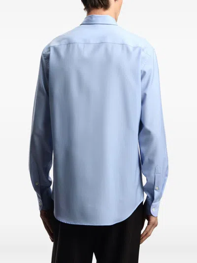 Emporio Armani Micro Chevron Textured New York Fit Shirt In Blue