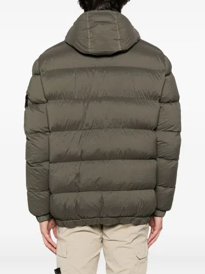 Stone Island Quilted Down Jacket With Adjustable Hood And Signature Patch