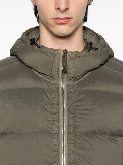 Stone Island Quilted Down Jacket With Adjustable Hood And Signature Patch