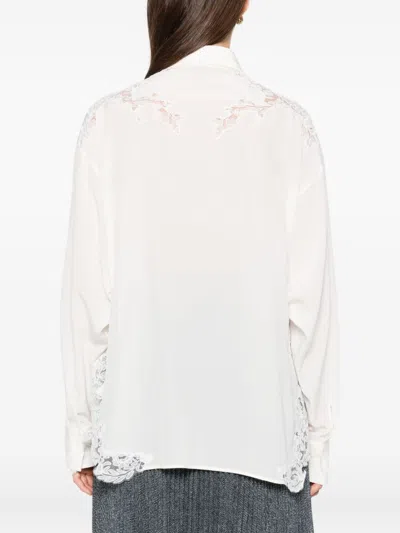 Ermanno Scervino Silk Blouse With Intricate Lace Detailing In White