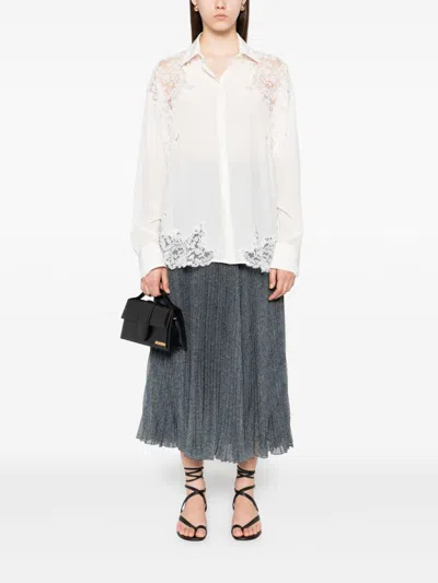 Ermanno Scervino Silk Blouse With Intricate Lace Detailing In White