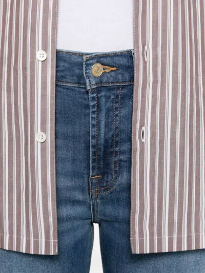 Seven Indigo Blue Jeans With Whiskering Effect And Classic Design In Multi