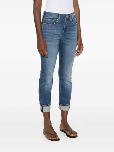 Seven Indigo Blue Jeans With Whiskering Effect And Classic Design In Multi