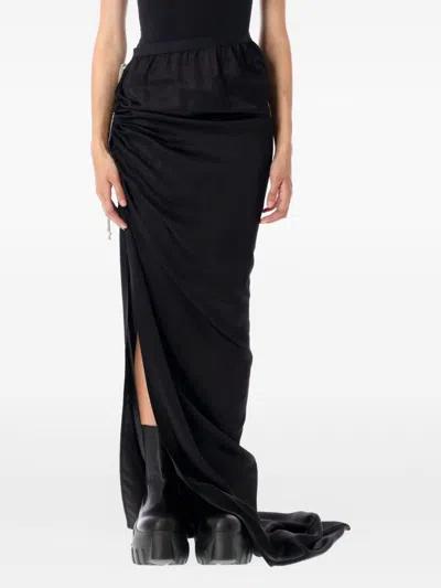 Rick Owens Draped Drawstring Maxi Ruched Side Slit In Multi