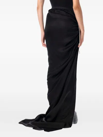 Rick Owens Draped Drawstring Maxi Ruched Side Slit In Multi