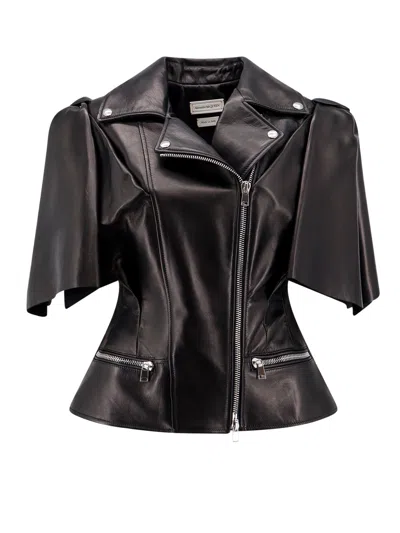 Alexander Mcqueen Leather Jackets In Black