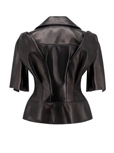 Alexander Mcqueen Leather Jackets In Black