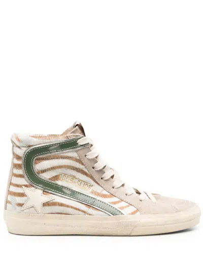 Golden Goose High-top Sneakers With Zebra-print Leather And Suede Accents