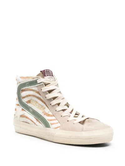 Golden Goose High-top Sneakers With Zebra-print Leather And Suede Accents