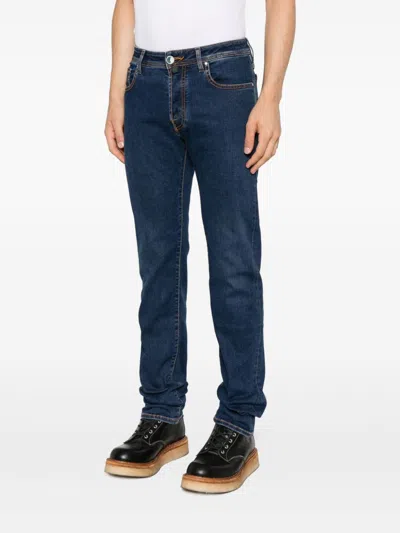 Jacob Cohen Slim Fit Denim Jeans With Belt Loops In Blue