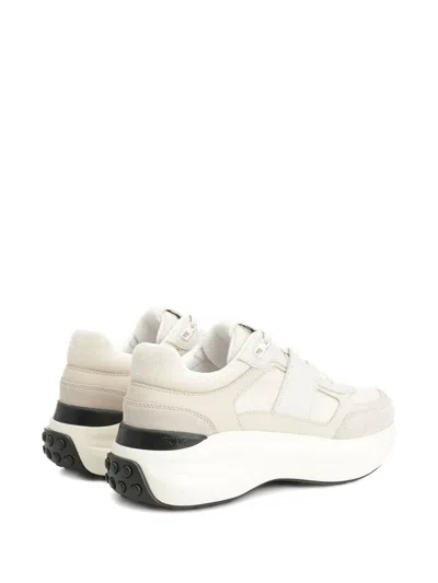 Tod's Low Top Leather Sneakers With Contrast Sole In White