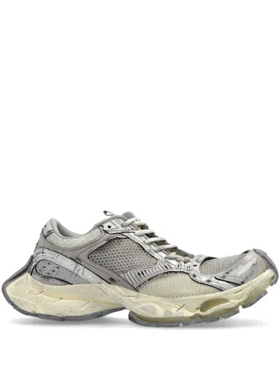 Balenciaga Multicolor Synthetic Leather And Mesh Stapler Sneakers In Gray