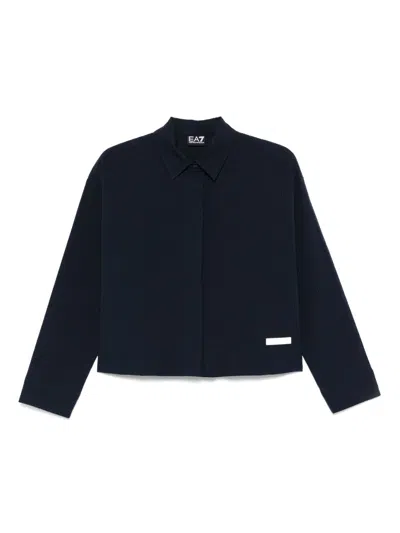 Ea7 Striped Cotton Shirt In Black