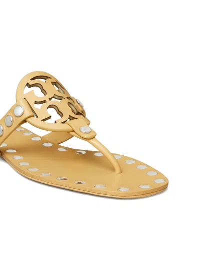 Tory Burch Studded Miller Leather Flat Sandals In Animal Print