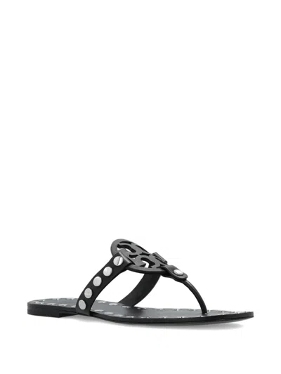 Tory Burch Leather Sandals With Logo On The Front In White