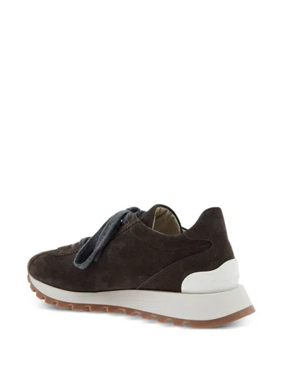Brunello Cucinelli Suede Running Sneaker In Brown