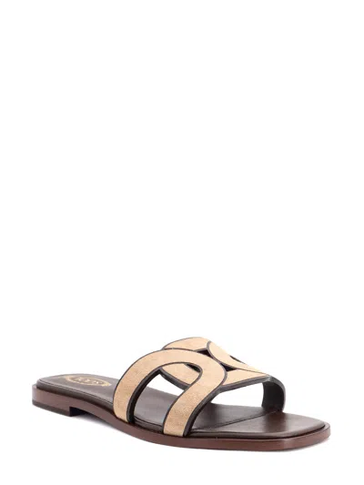 Tod's Double Strap Flat Sandals With Open Toe