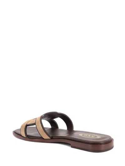 Tod's Double Strap Flat Sandals With Open Toe