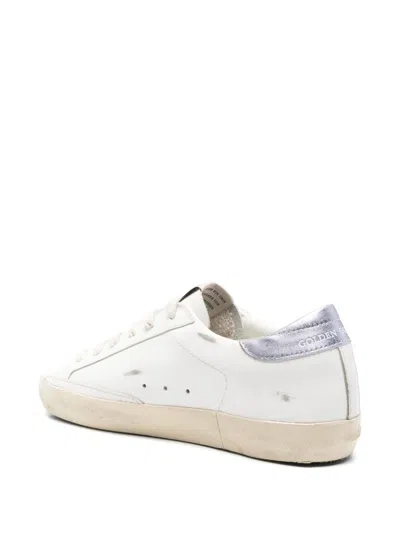 Golden Goose Super-star Sneakers In Vintage Effect Leather With Glittered Star And Glycine Leather H In Purple