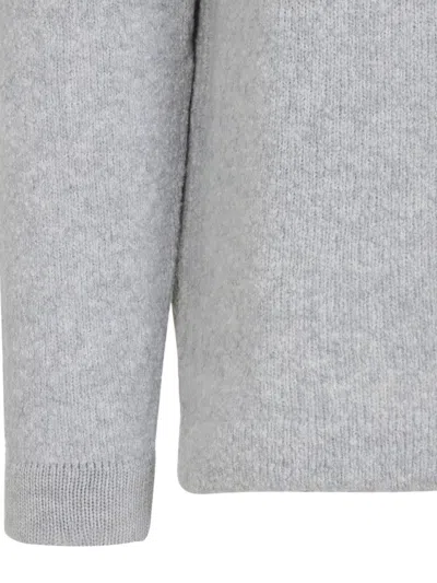 Stone Island Grey Wool Sweater With Logo In Gray