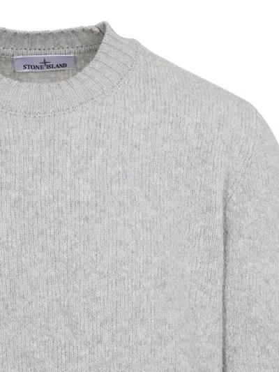 Stone Island Grey Wool Sweater With Logo In Gray