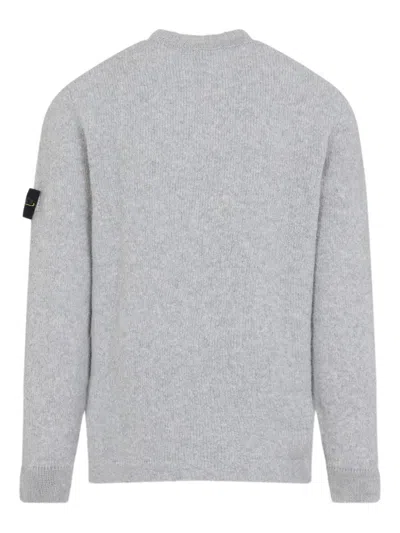 Stone Island Grey Wool Sweater With Logo In Gray