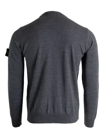 Stone Island Lightweight Wool Crew Neck Pullover In Gray