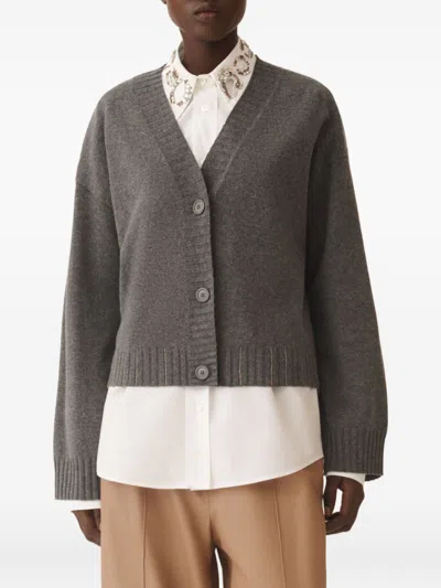 Fabiana Filippi Metallic V-neck Long Sleeve Top In Brown