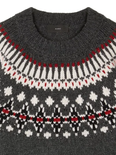 Alanui Wool Crewneck Sweater With Geometric Pattern