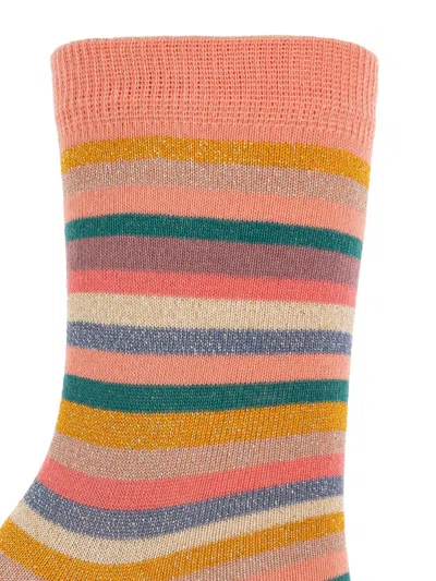 Paul Smith Three-pack Of Cotton Socks With Lurex Thread In Brown