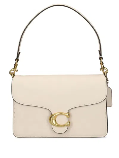 Coach Chain Tabby Chalk Leather Shoulder Bag In White