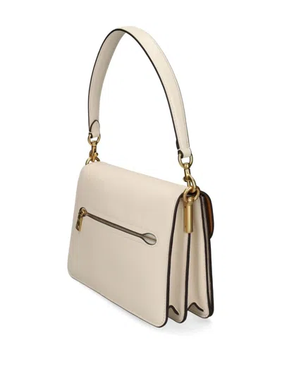 Coach Chain Tabby Chalk Leather Shoulder Bag In White