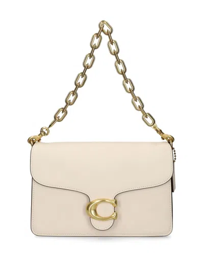 Coach Chain Tabby Chalk Leather Shoulder Bag In White