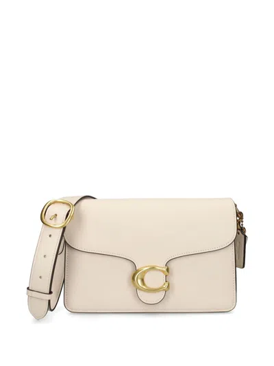Coach Chain Tabby Chalk Leather Shoulder Bag In White