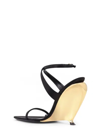 Saint Laurent Women Tallulah 110 Satin Sandals With Sculptural Wedge Heel In Multi