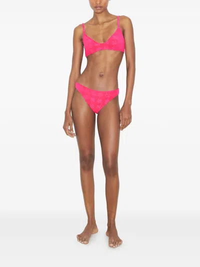 Tory Burch Textured Fabric Bikini Bottom With Adjustable Straps In Pink
