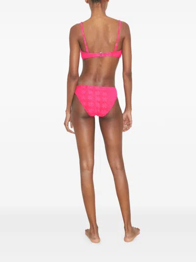 Tory Burch Textured Fabric Bikini Bottom With Adjustable Straps In Pink