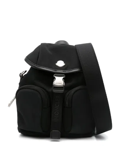 Moncler Versatile Polyester Backpack Adjustable Straps In Black
