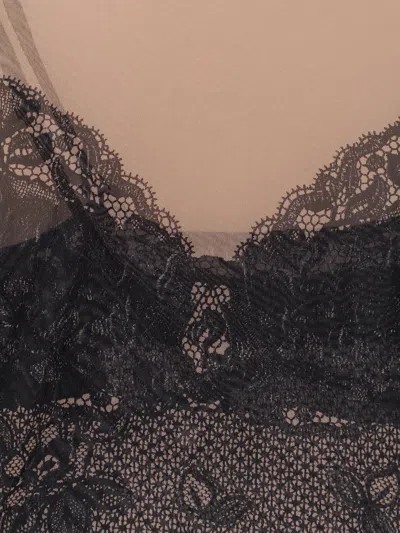 Balenciaga Black And Light Beige Trompe Loeil Lingerie Top In Multi