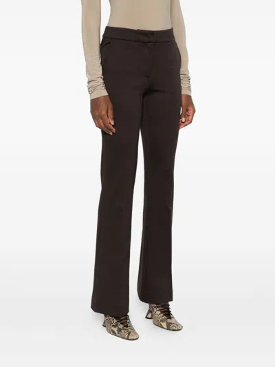Via Masini 80 Side-pocket Straight-hem Trousers In Brown