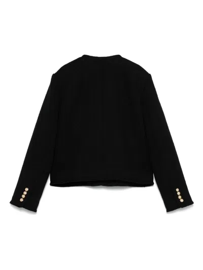 Dunst Black Jacket With Button Closure And Front Pockets In Tweed Woman In Multi