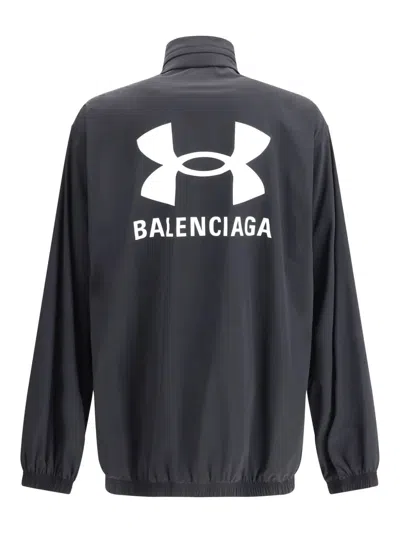 Balenciaga X Under Armour Printed Windbreaker In Black